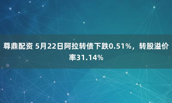 尊鼎配资 5月22日阿拉转债下跌0.51%，转股溢价率31.14%