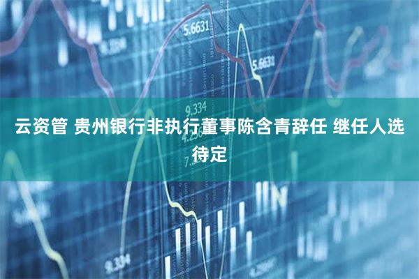 云资管 贵州银行非执行董事陈含青辞任 继任人选待定